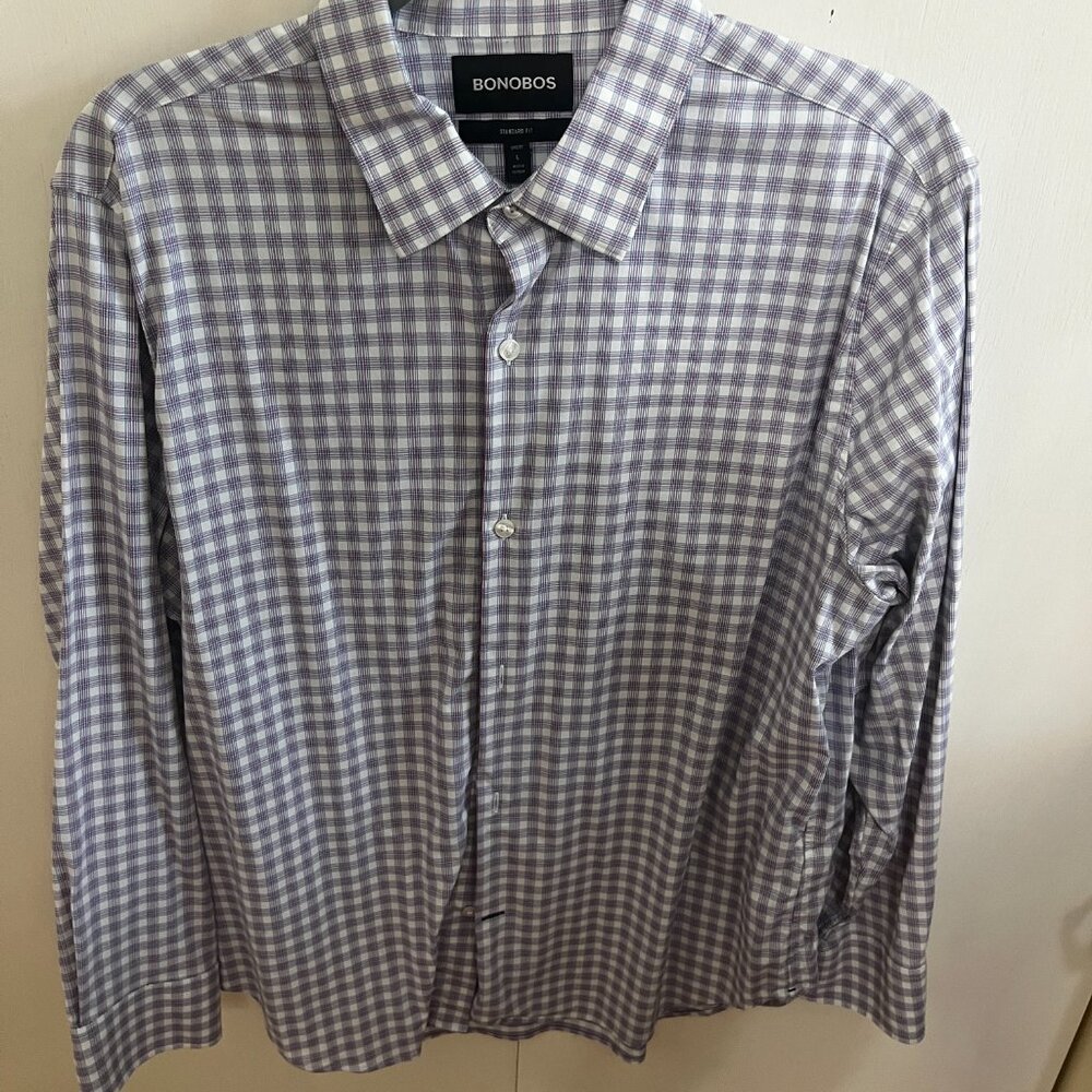 Bonobos Tech Button Down Shirt Strawberry Plaid Large
